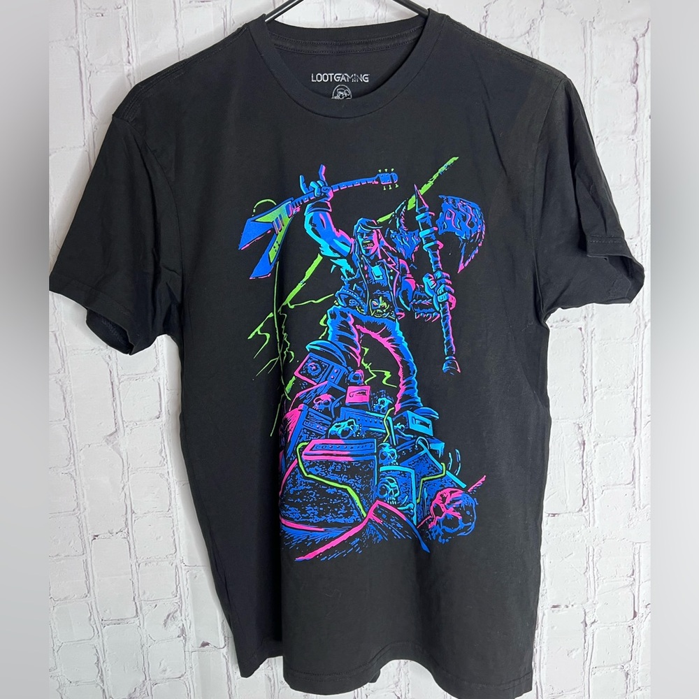 Loot Gaming Brutal Legend Eddie Riggs Graphic T-Shirt Men's Size M Black Neon